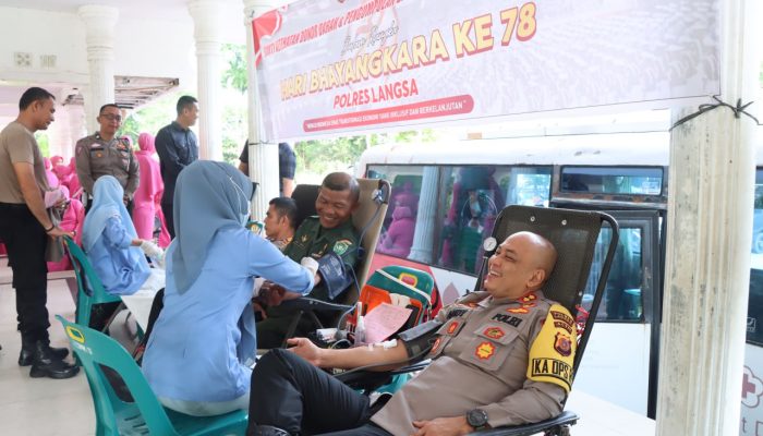 Donor Darah di Hari Bhayangkara ke-78, Polres Langsa Perkuat Sinergi Masyarakat