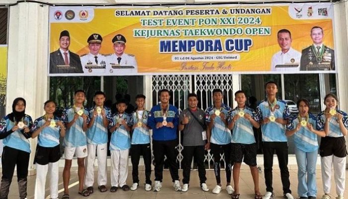 Atlet Taekwondo Langsa Raih 9 Emas, 1 Perak, dan 2 Perunggu di Piala Menpora Cup di Medan
