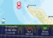 Gempa 5,8 Magnitudo Guncang Banda Aceh hingga Pidie, Tidak Berpotensi Tsunami