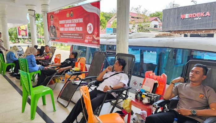Polres Langsa Kumpulkan 32 Kantong Darah di Hari Jadi Humas Polri ke-73