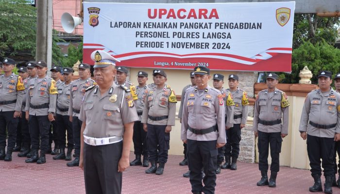 Kapolres Langsa Pimpin Upacara Kenaikan Pangkat Pengabdian: Penghargaan untuk AKP Roesim