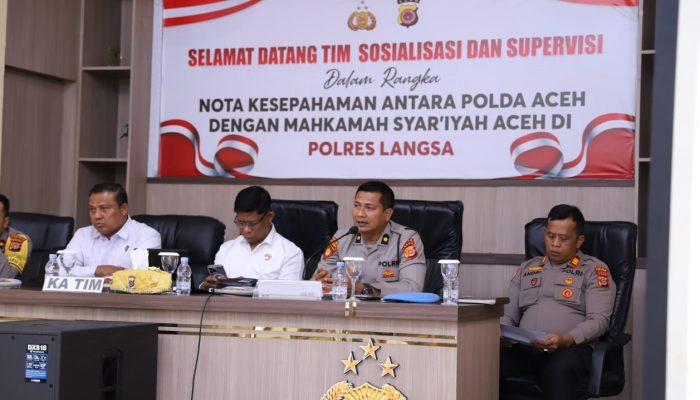 Sosialisasi dan Supervisi Nota Kesepahaman Polda Aceh dan Mahkamah Syar’iah Aceh Digelar di Polres Langsa