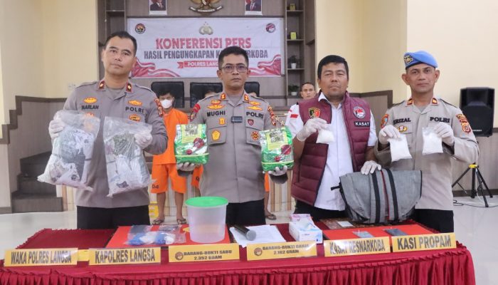 Ungkap Peredaran Narkotika, Polres Langsa Amankan 2,3 Kg Sabu dan 2,1 Kg Ganja