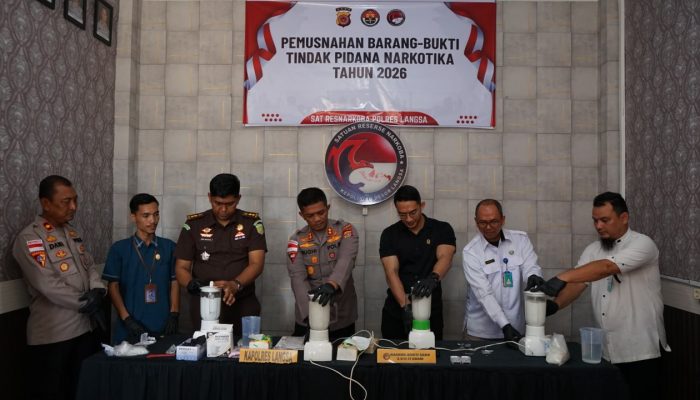 Polres Langsa Musnahkan 2,5 Kg Sabu, Lebih 20 Ribu Jiwa Berhasil Diselamatkan